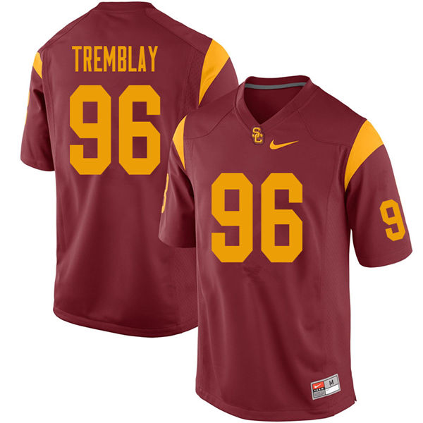 Men #96 Caleb Tremblay USC Trojans College Football Jerseys Sale-Cardinal